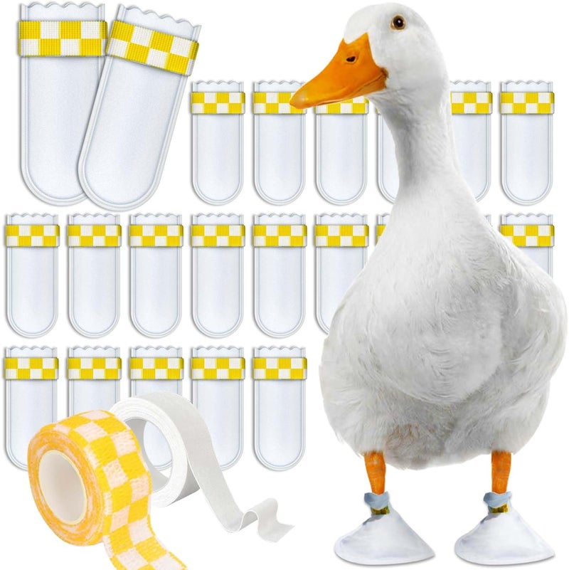 JYMBER 20-Pack Disposable Duck Booties with Self-Adhesive Bandages,Protective Foot Covers for Ducks & Waterfowl,Pet Care Supplies (Yellow) - Image 1